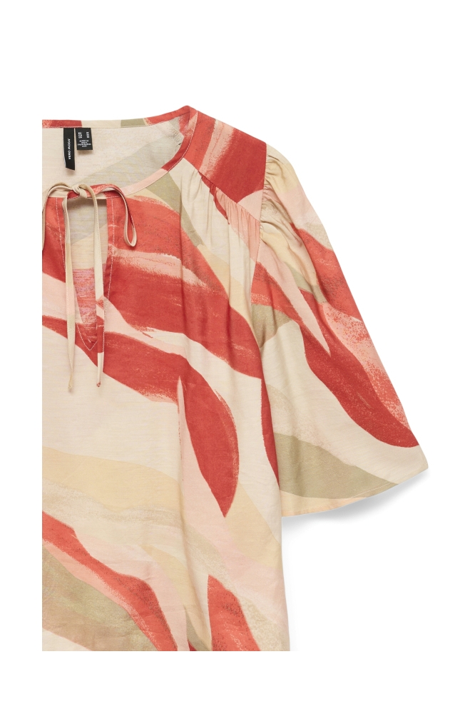VMTYRA SS DETAIL TOP WVN EXP 10343334 Coral Almond/ABSTRACT